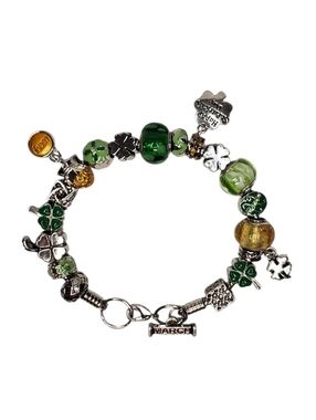 Estate Willabee & Ward Silver-Tone March Charm Bracelet St. Patrick's Day Theme